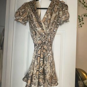 Snake skin print faux wrap dress